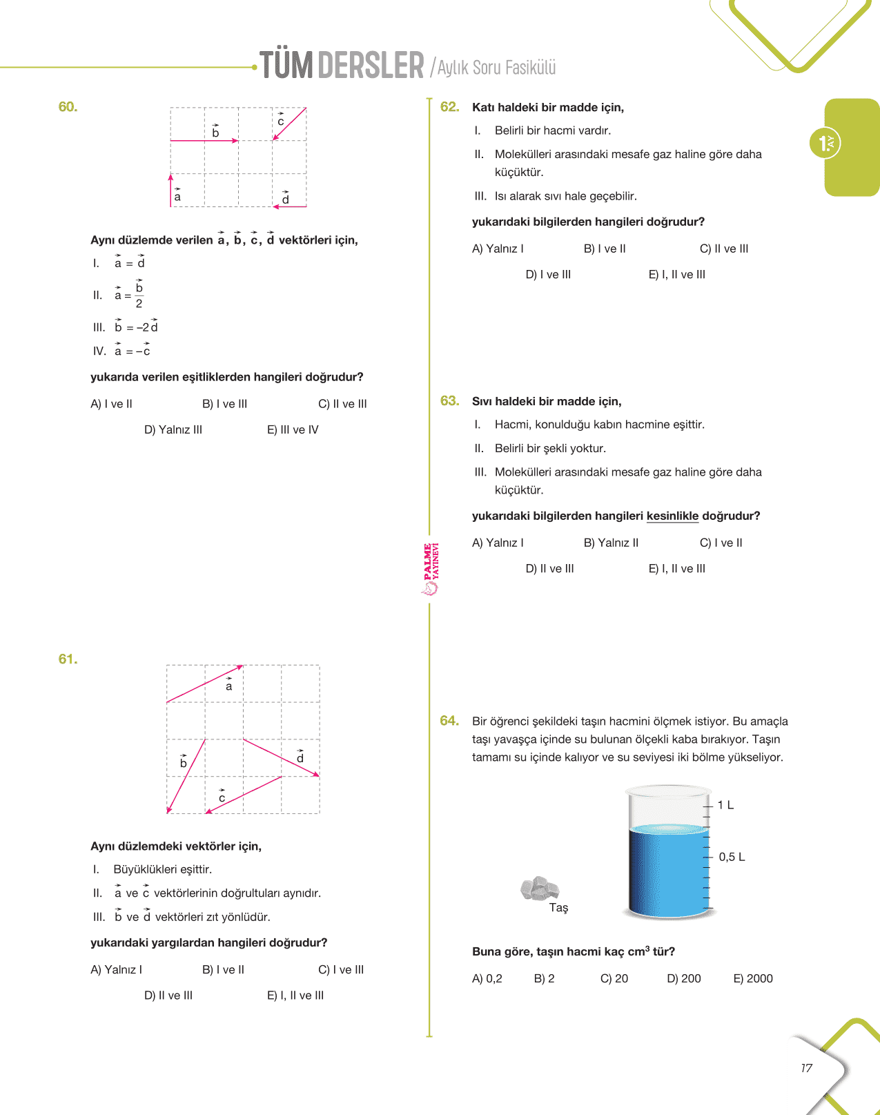 9 SINIF TÜM DERSLER AYLIK SORU FASİKÜLLERİ Palme Yayın Grubu